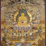 Thangka Shakyamuni Buddha, gerahmt, ca. 112 × 81 cm