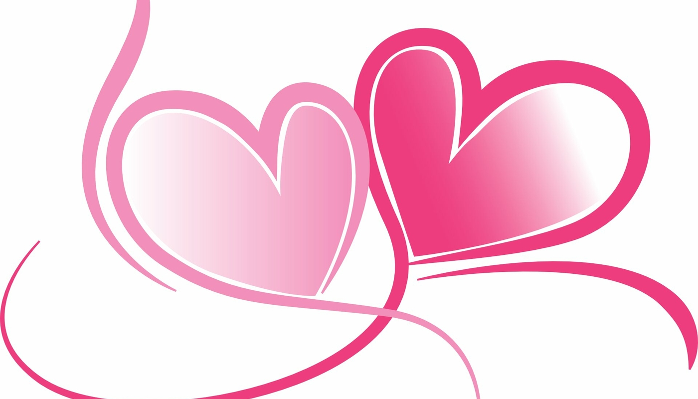 Valentinstag 2 Herzen in Rosa und Pink